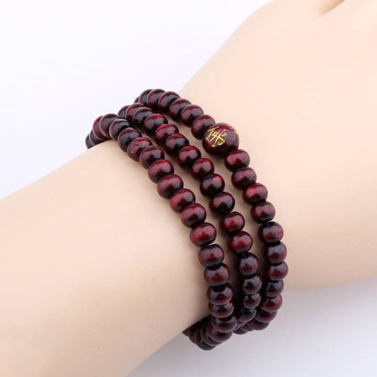Bracelet mala en bois de santal rouge - Bracelet