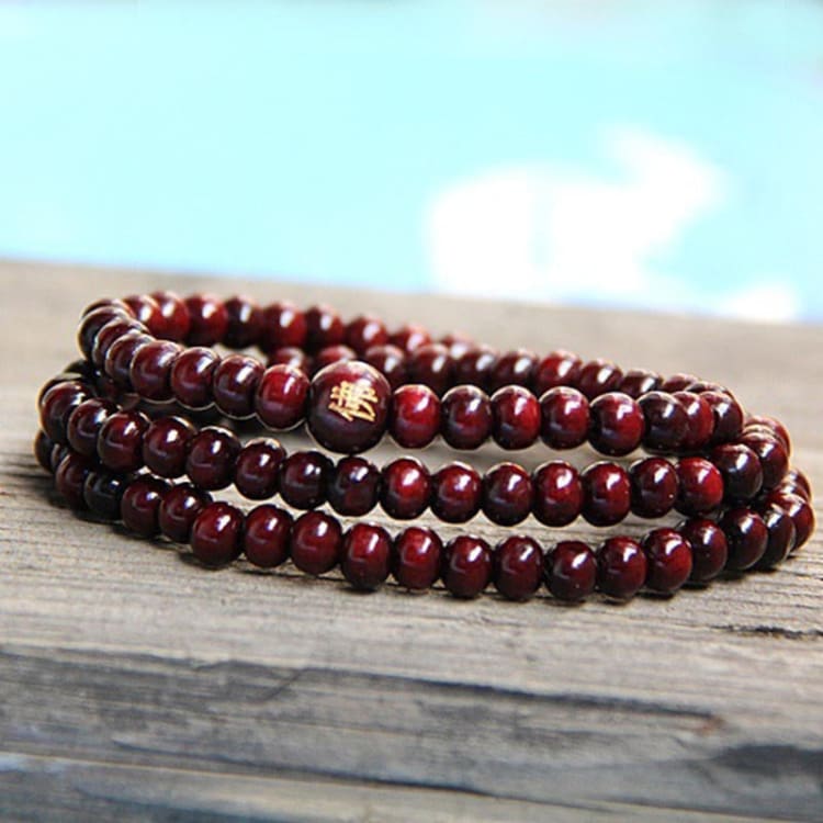 Bracelet mala en bois de santal rouge - Bracelet