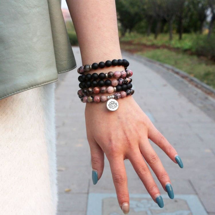 Bracelet Mâla en Onyx et Rhodonite - Bracelet