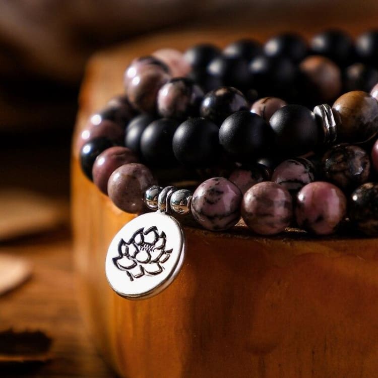 Bracelet Mâla en Onyx et Rhodonite - Bracelet