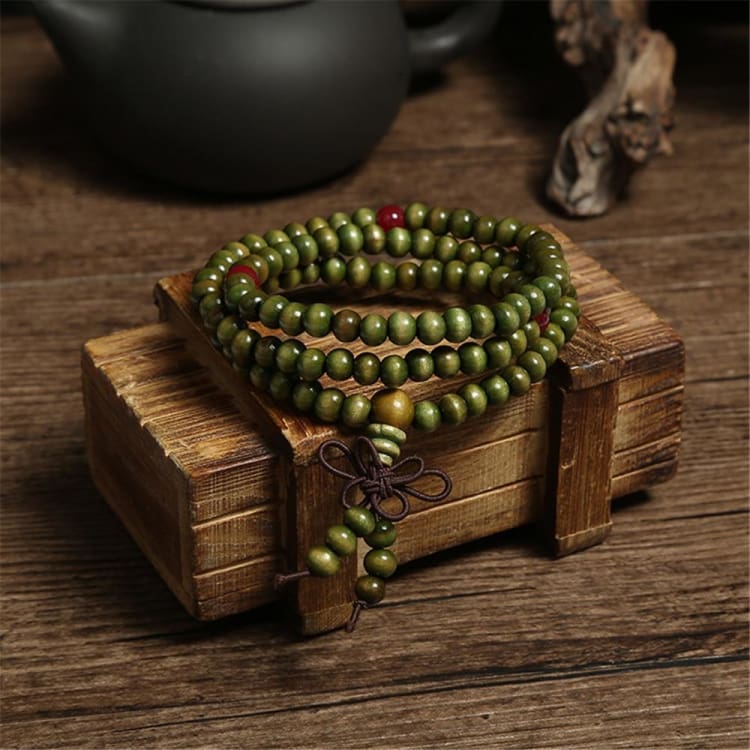 Bracelet Mâla en perles de bois de Santal - Vert - bracelet