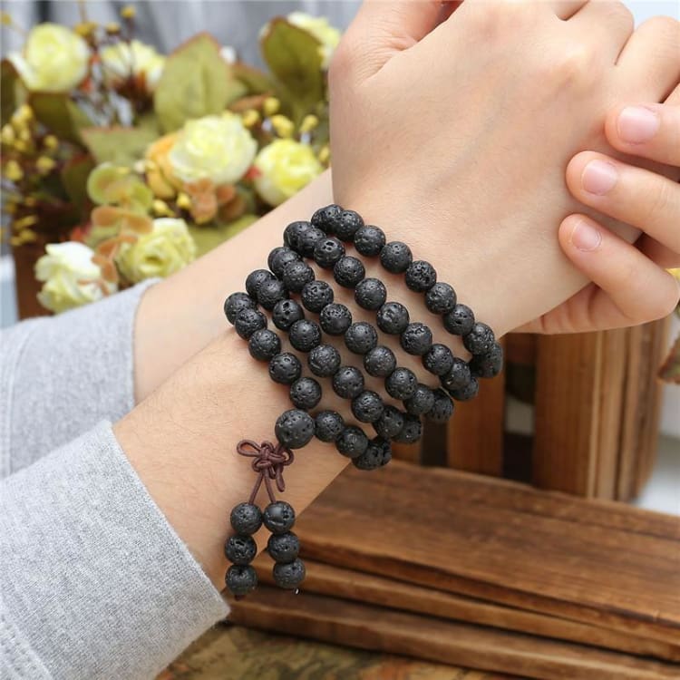 Bracelet Mala En Pierre De Lave - Bracelet