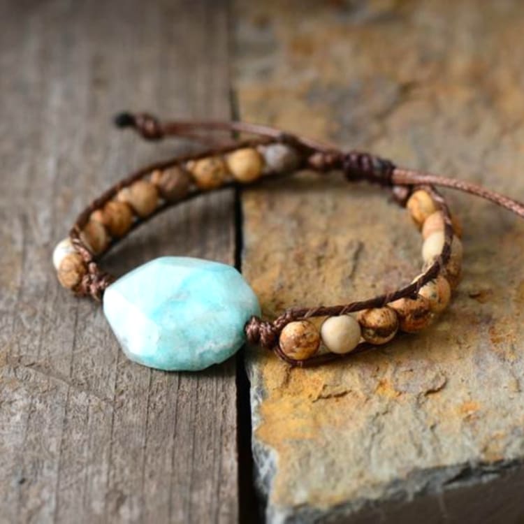 Bracelet nuage en amazonite et jaspe - Bracelet