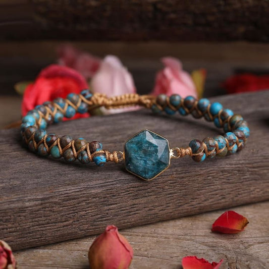 Bracelet ’Océan’ en Jaspe Bleu et Apatite - bracelet