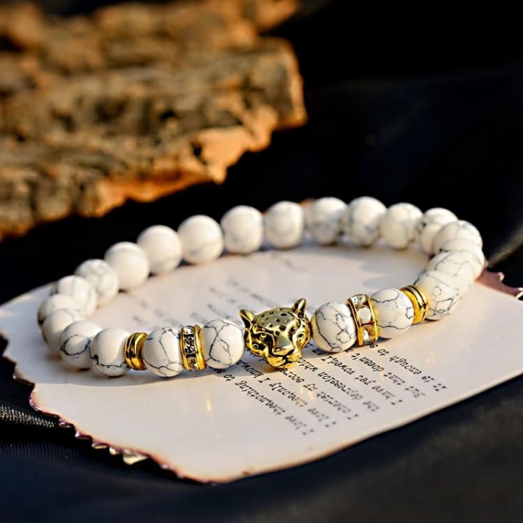 Bracelet perlé pour homme ’ la force du léopard ’