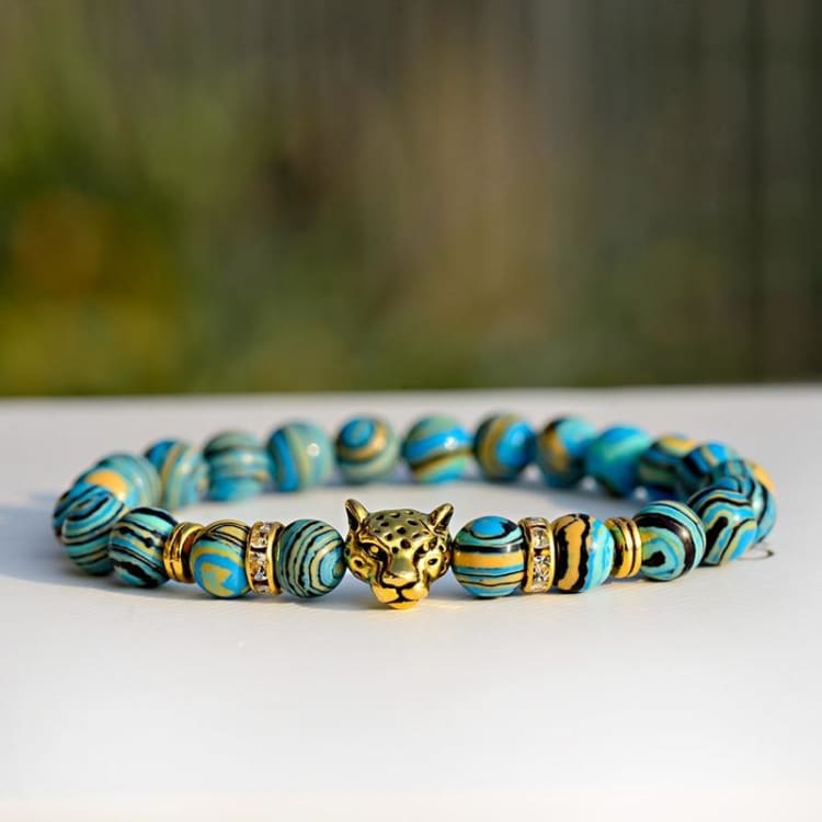 Bracelet perlé pour homme ’ la force du léopard ’