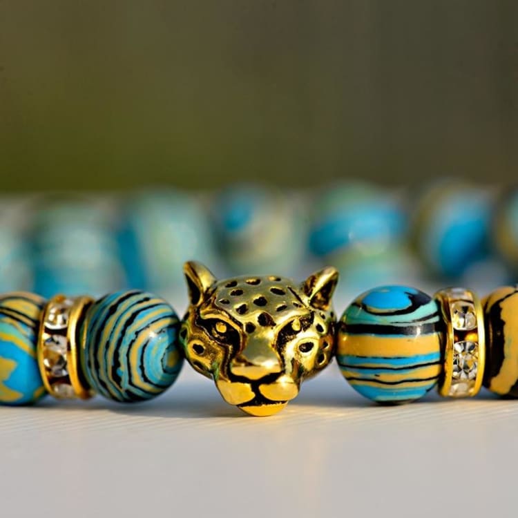 Bracelet perlé pour homme ’ la force du léopard ’