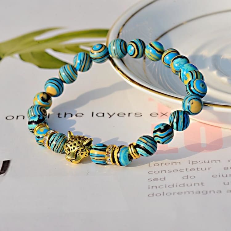 Bracelet perlé pour homme ’ la force du léopard ’