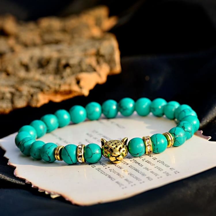 Bracelet perlé pour homme ’ la force du léopard ’