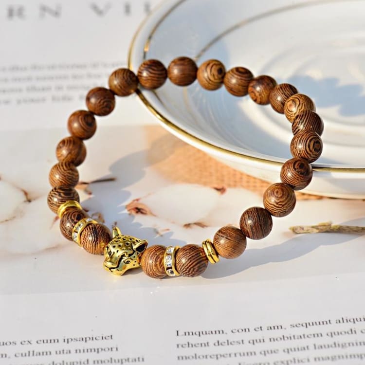 Bracelet perlé pour homme ’ la force du léopard ’