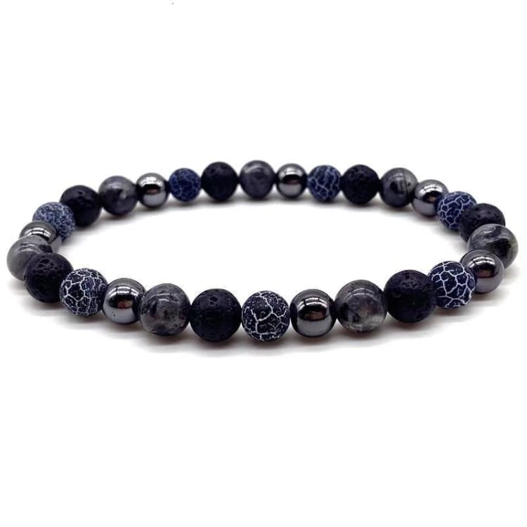 Bracelet pour homme en perle de lave howlite et métal