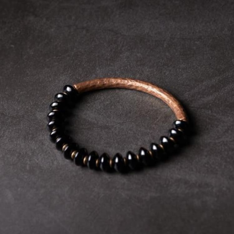 Bracelet Résilience en Cuivre et Onyx - Bracelet avec pierre onyx