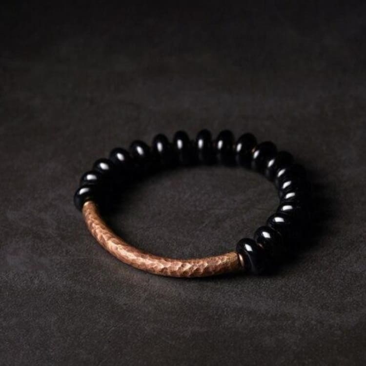 Bracelet Résilience en Cuivre et Onyx - Bracelet avec onyx pierre naturelle