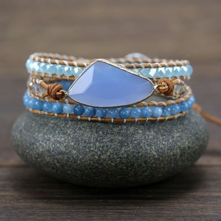 Bracelet Respiration en Aigue Marine - Bracelet