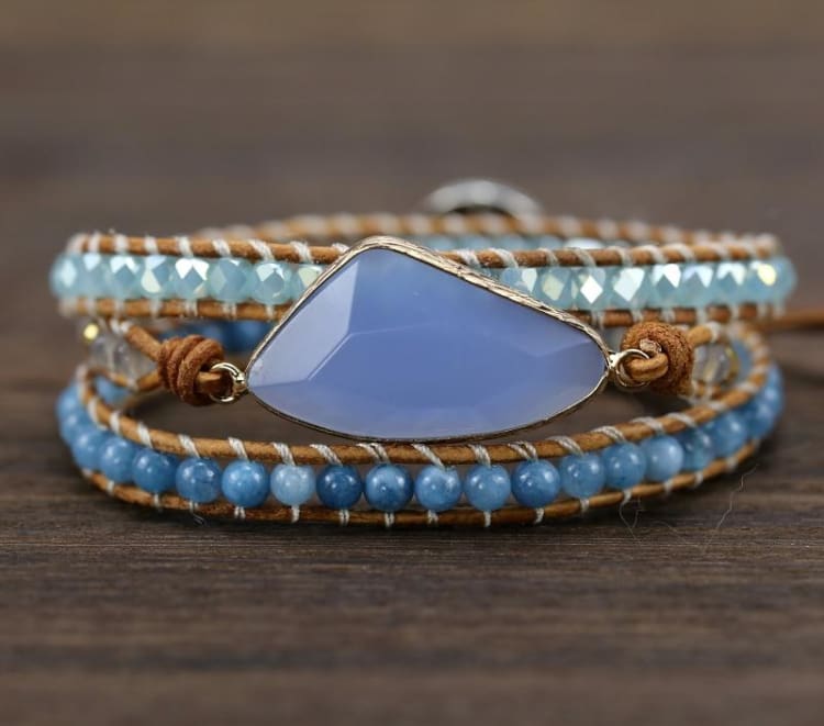 Bracelet Respiration en Aigue Marine - Bracelet