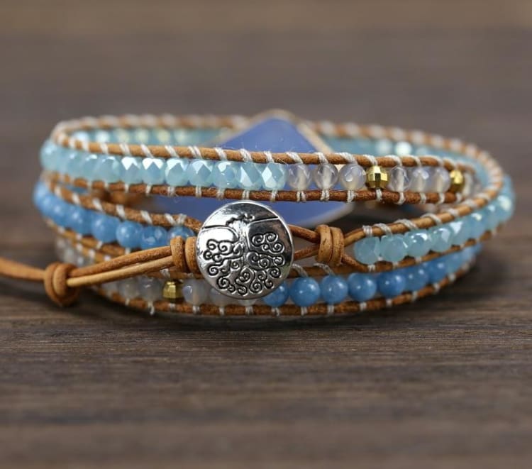 Bracelet Respiration en Aigue Marine - Bracelet