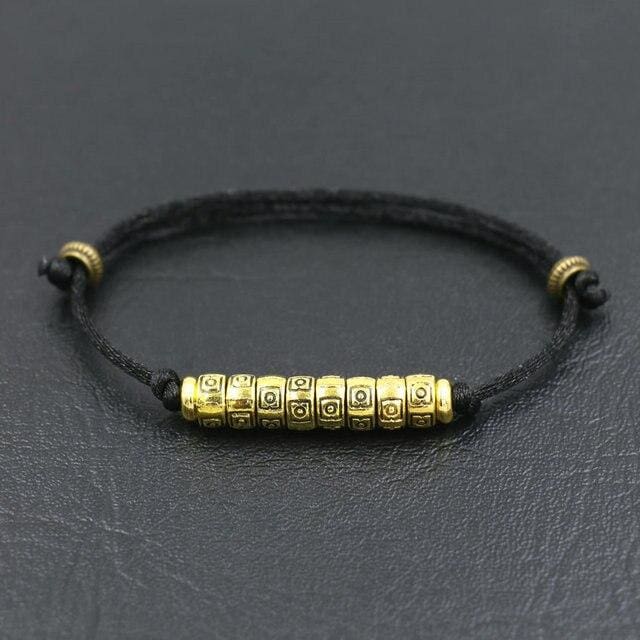 Bracelet ’Roue de prière’ du Tibet - Noir - Bracelet