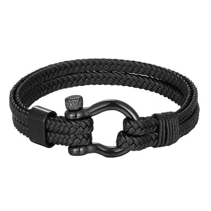 Bracelet simple en cuir noir - 19cm