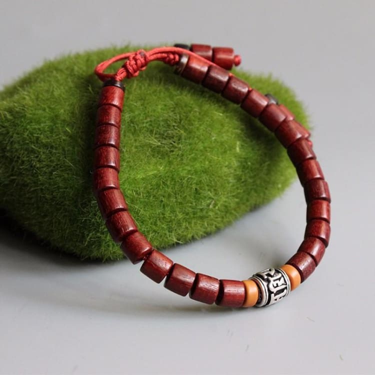Bracelet Tibétain En Santal Rouge - Bracelet