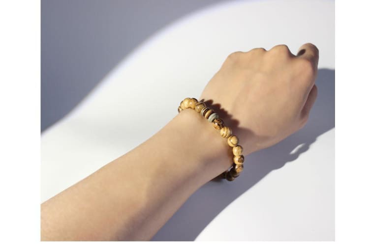 Bracelet Tibétain En Bois Fait Main - Bracelet