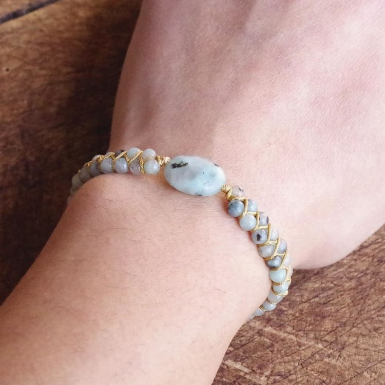 Bracelet tressé en Jaspe Kiwi - Bracelet