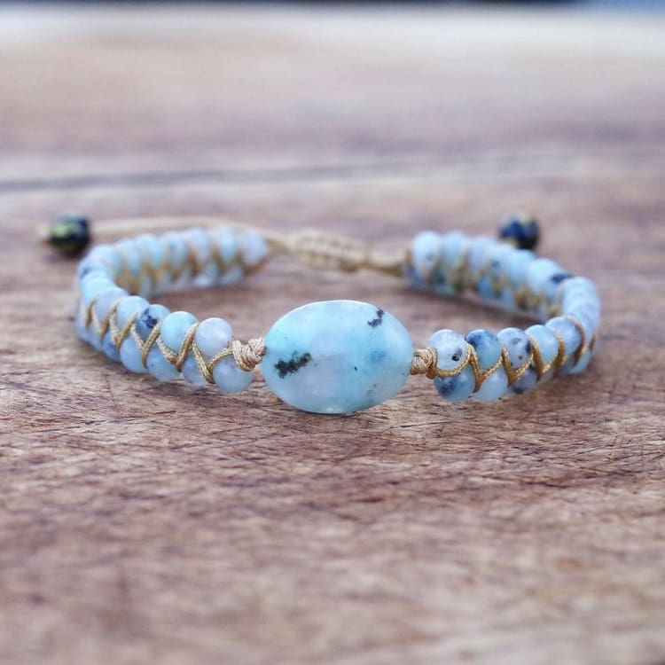 Bracelet tressé en Jaspe Kiwi - Bracelet