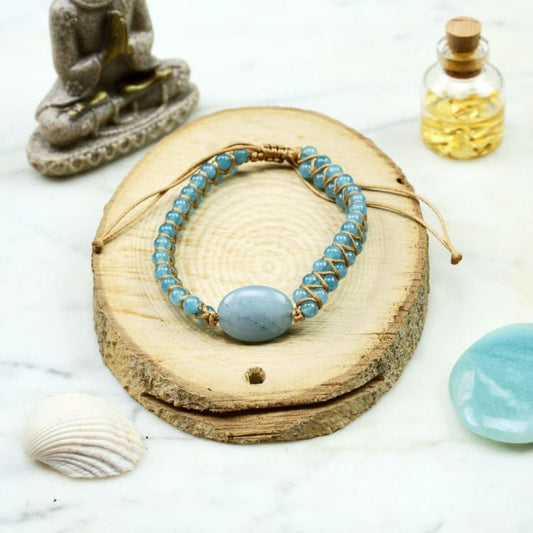 Bracelet tressé en Jaspe Kiwi - Bracelet