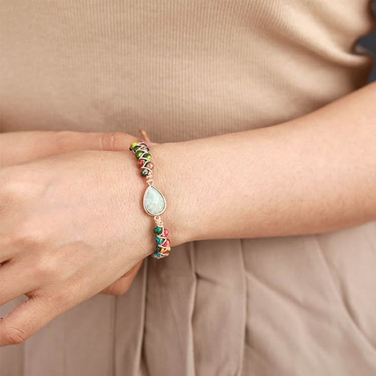 Bracelet tressé en Jaspe Polychrome