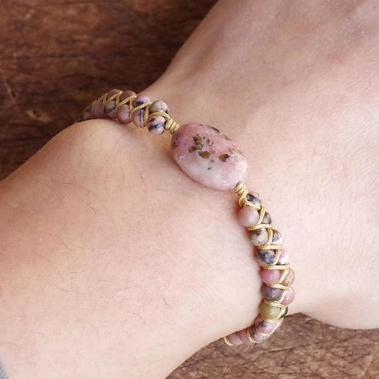 Bracelet tressé en Rhodonite - Bracelet