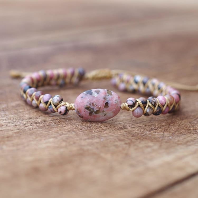 Bracelet tressé en Rhodonite - Bracelet