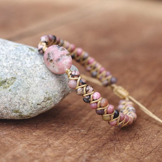 Bracelet tressé en Rhodonite - Bracelet