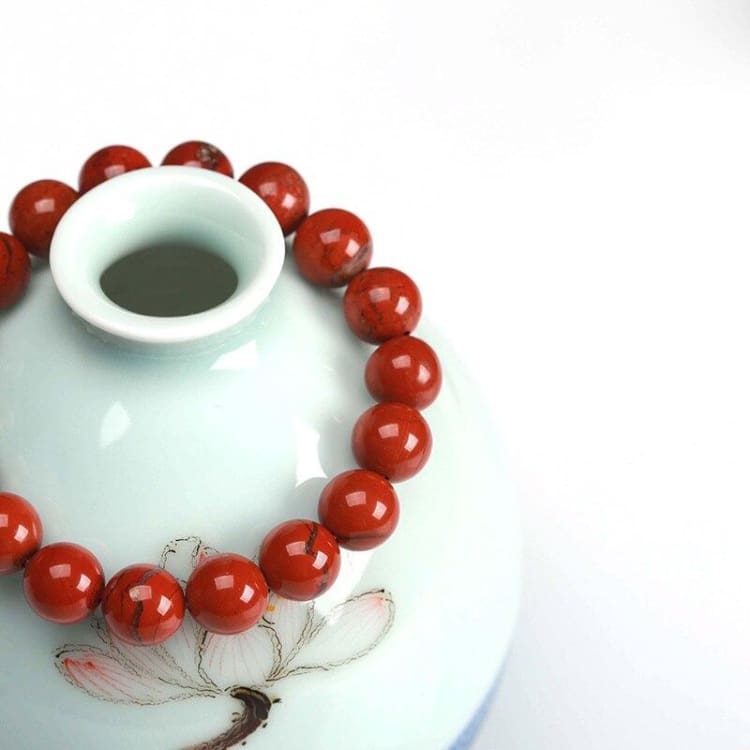 Bracelet ’Vitalité Tellurique’ en jaspe rouge - bracelet en jaspe