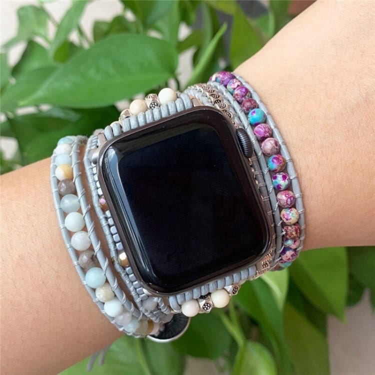 Bracelet Wrap Apple Watch Amazonite et Jaspe - Bracelet