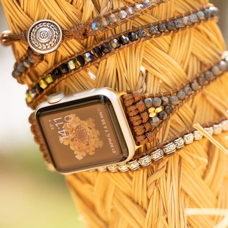 Bracelet Wrap Apple Watch en Labradorite - Bracelet