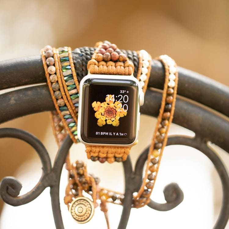 Bracelet Wrap Apple Watch en Oeil de Tigre - Bracelet