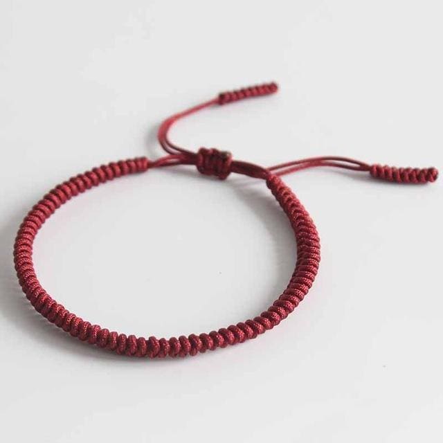 Bracelets De Chance Tibétain Tressés Main - Pourpre - Bracelet