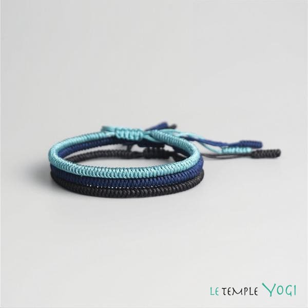 Bracelets De Chance Tressés Main De Soutien Au Tibet - Trio Nuit - Bracelet