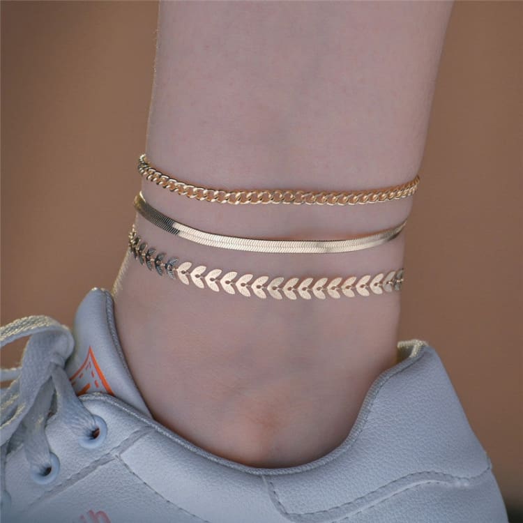 Bracelets de cheville 3 pièces dorés - Bracelet