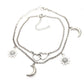 Bracelets de cheville à deux couches avec coeur lune et soleil - Argent - Bracelet