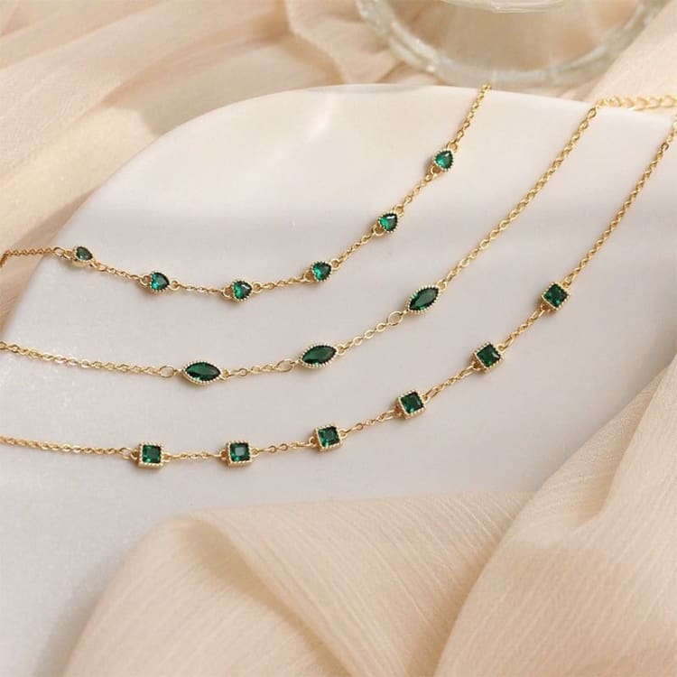 Bracelets fins en argent sterling 925 et Zircon vert