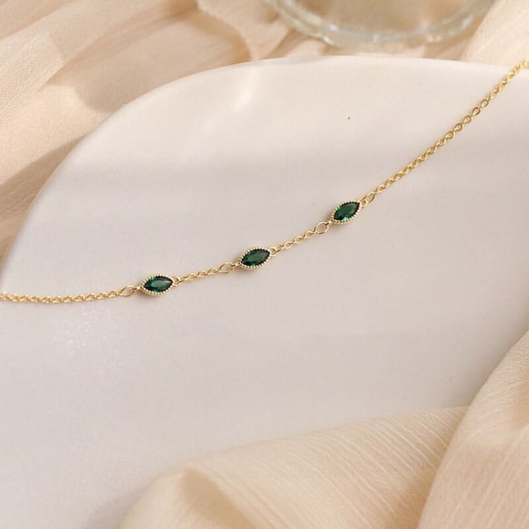 Bracelets fins en argent sterling 925 et Zircon vert