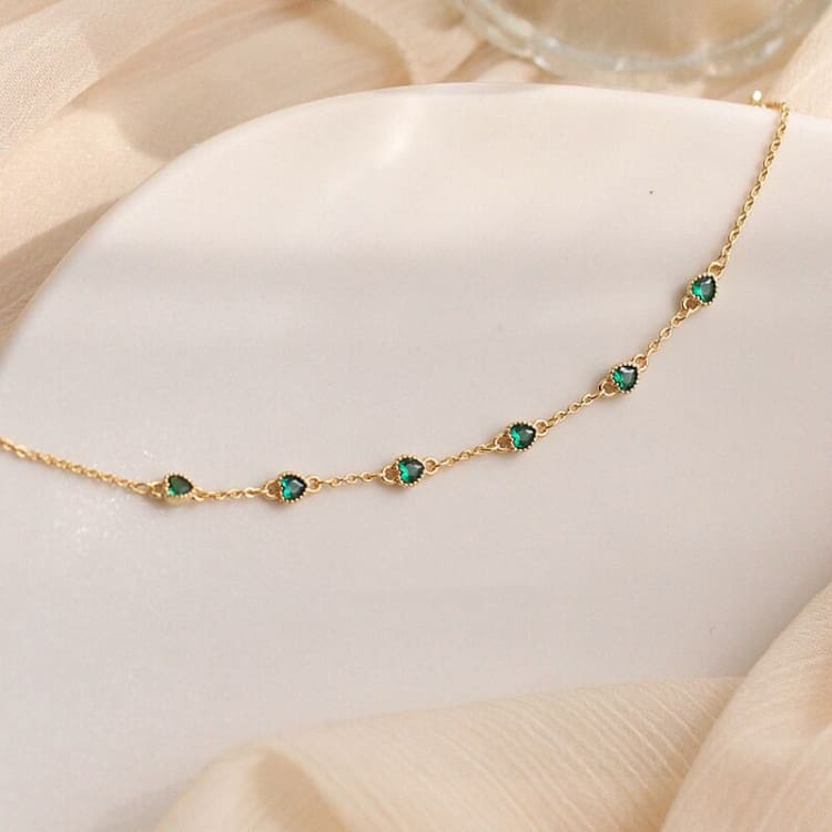 Bracelets fins en argent sterling 925 et Zircon vert