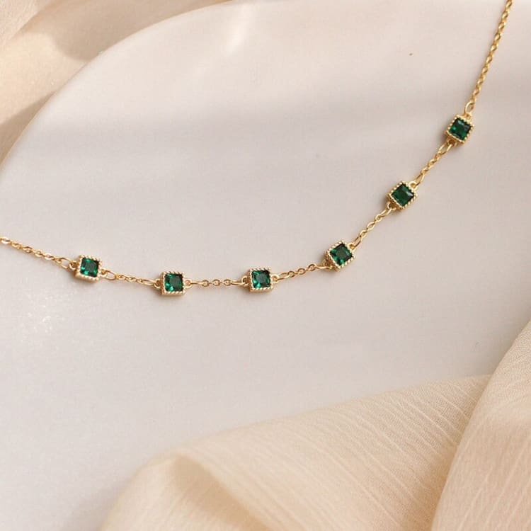 Bracelets fins en argent sterling 925 et Zircon vert