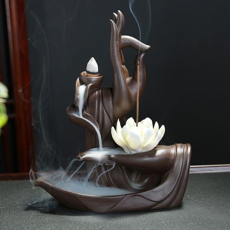 Cascade dencens Prière de Bouddha en céramique (10 cônes dencens offerts) - aromatherapie