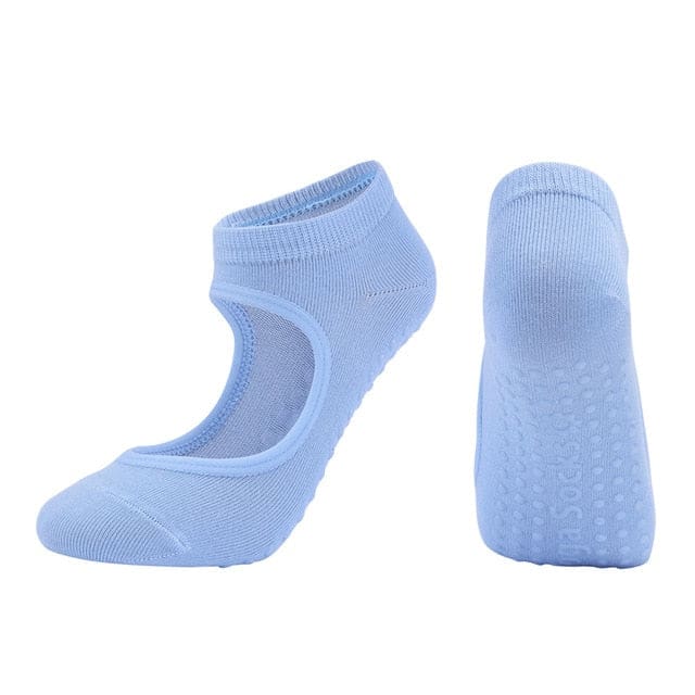 Chaussettes de Yoga anti-dérapant. - Bleue