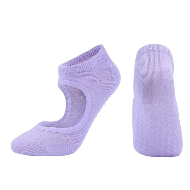 Chaussettes de Yoga anti-dérapant. - Violet
