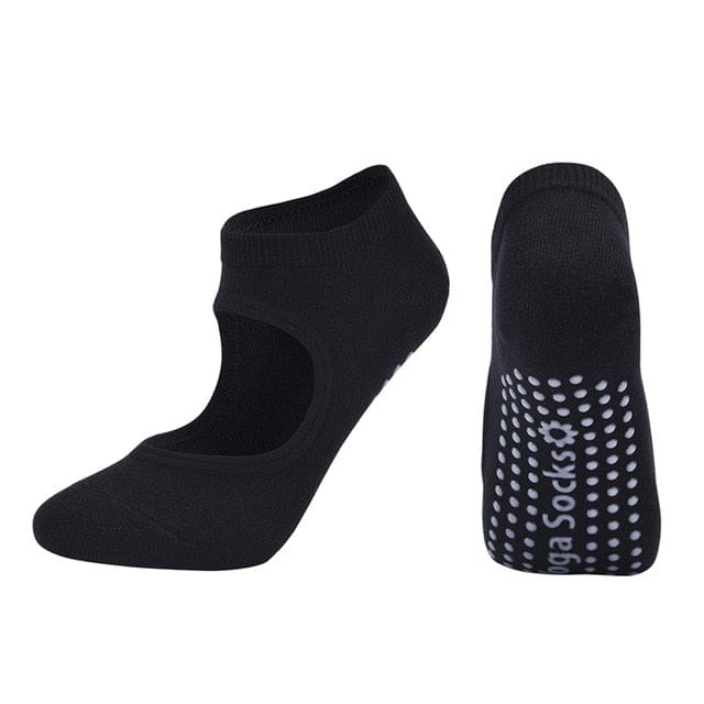 Lot de 4 paires de chaussettes de yoga et de pilates antidérapantes pour femme, 4 paires noires Lot de 4 paires de chaussettes de yoga et de pilates antidérapantes pour femme, 4 paires noires