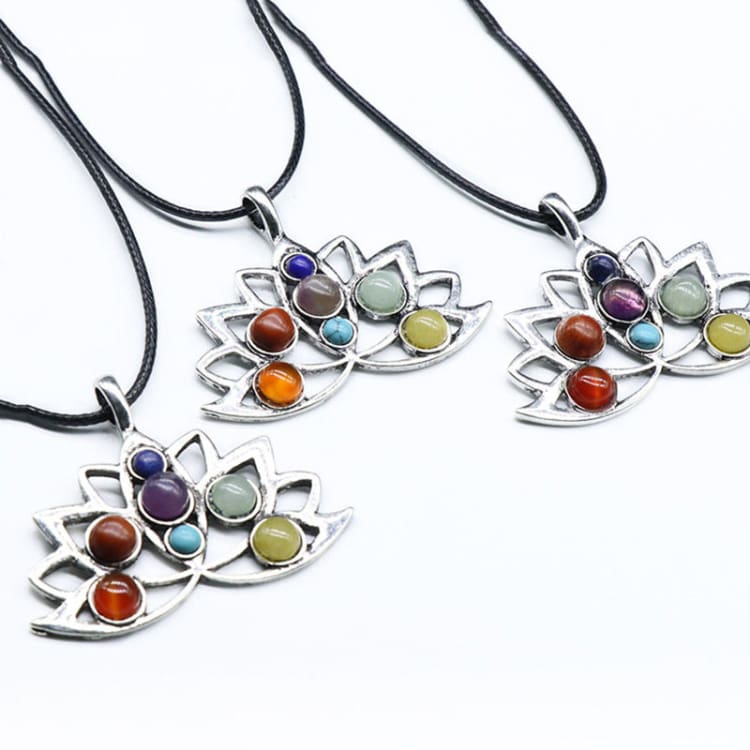 Collier 7 chakras fleur de lotus - Collier