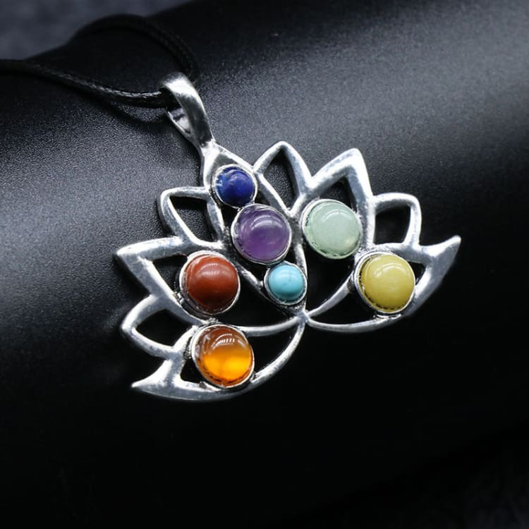 Collier 7 chakras fleur de lotus - Collier
