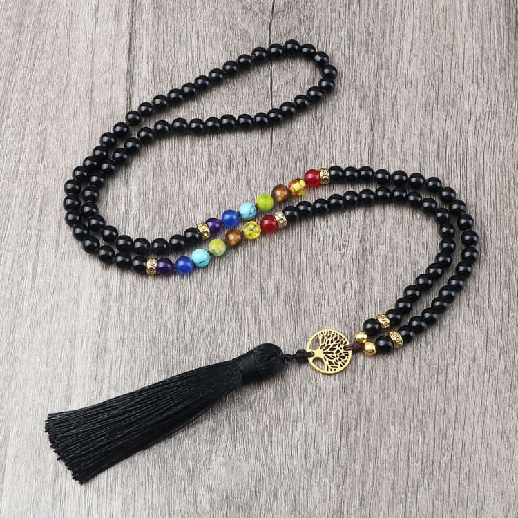 Collier 7 chakra pompon de Yoga - Collier